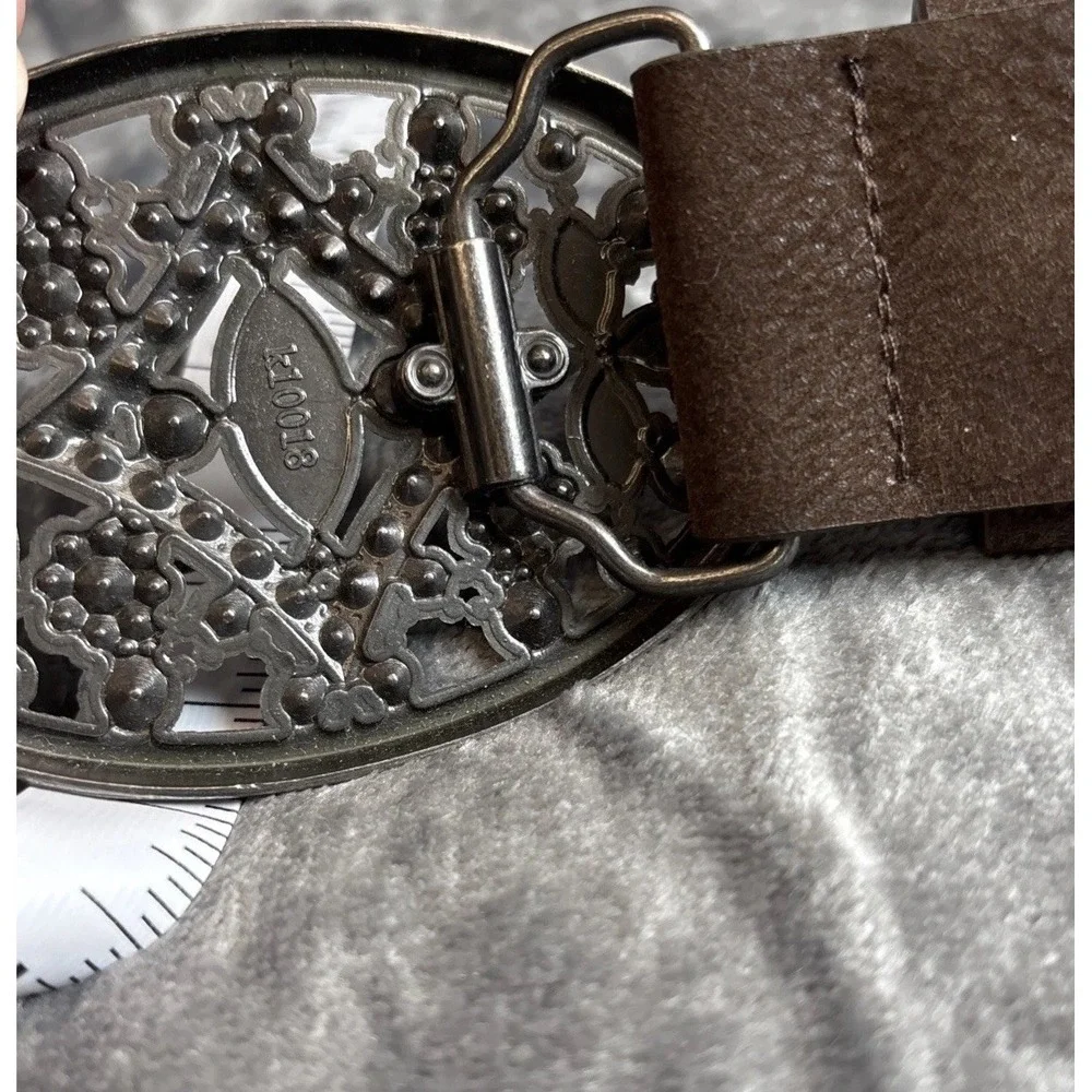 Brown Faux Leather‎ Belt Bling Crystals Buckle 29-33